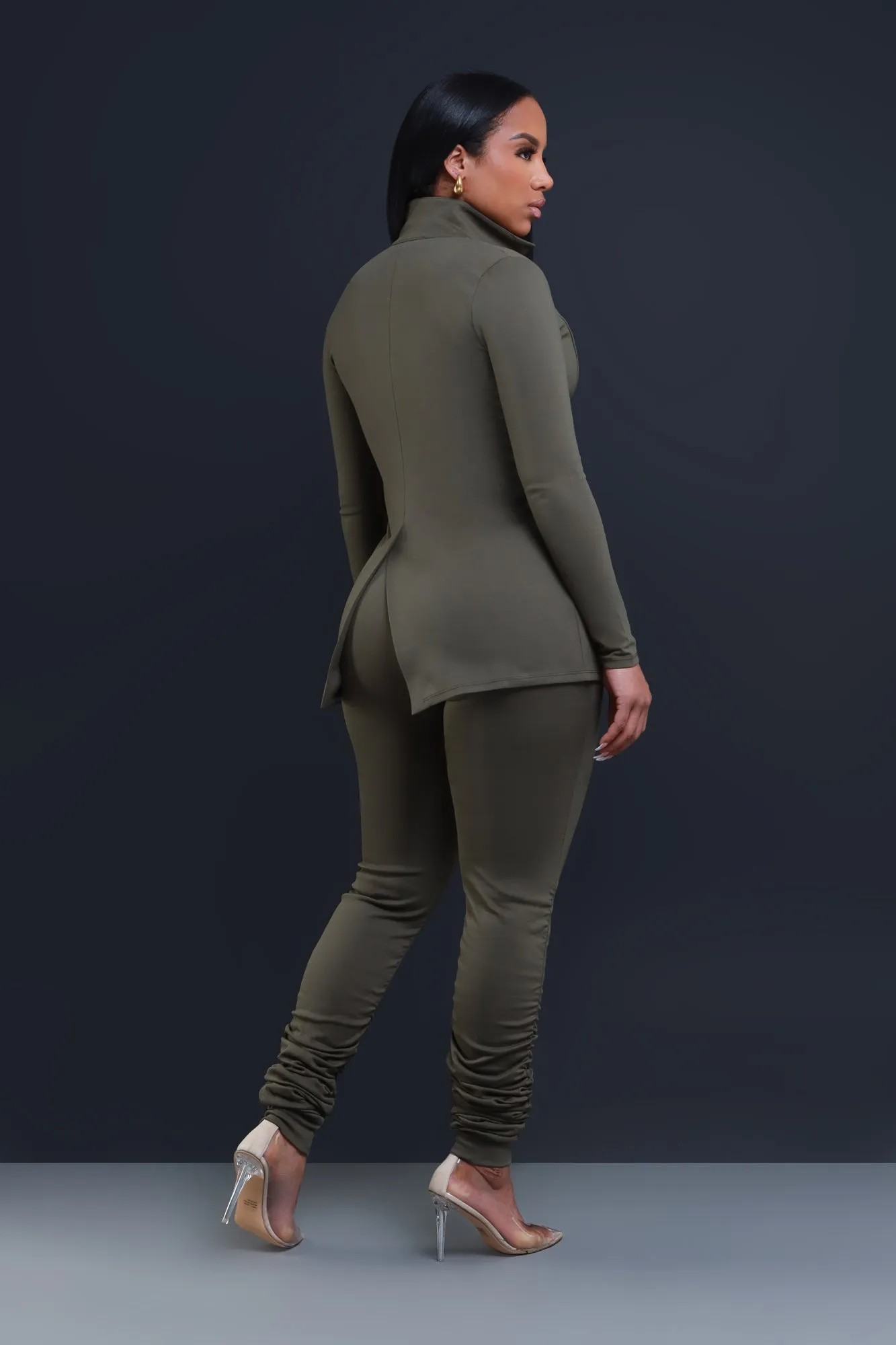 Now Or Never Ruched Leggings - Olive sold by Swankaposh product image thumbnail 3