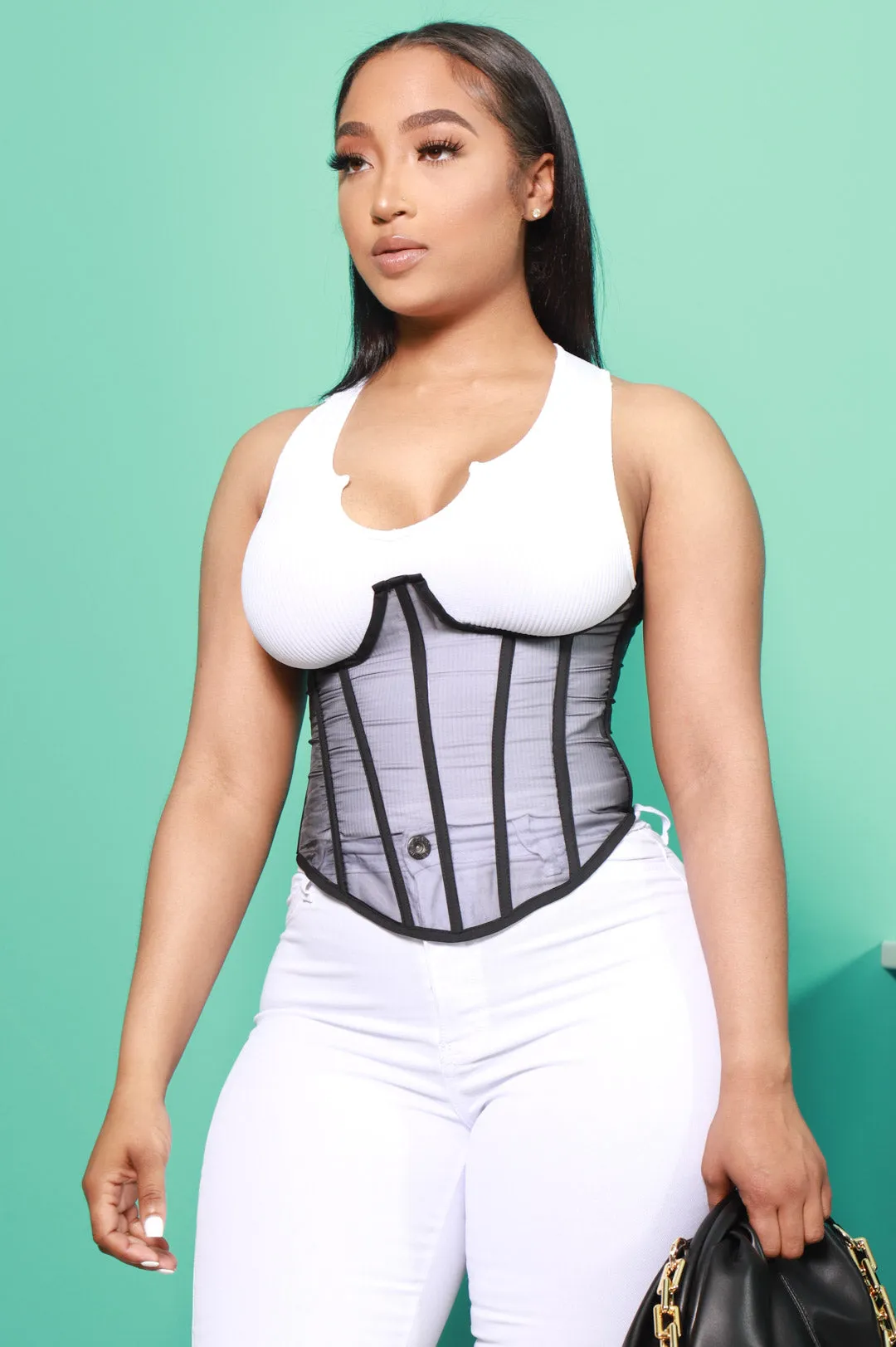 Props Mesh Lace Up Corset - Black sold by Swankaposh product image thumbnail 2