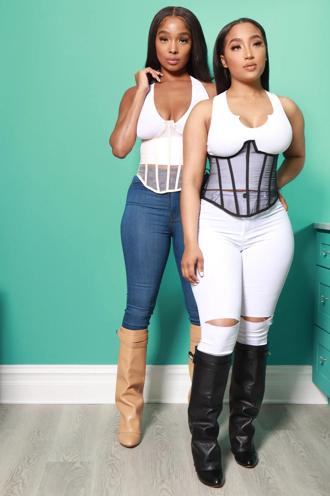 Props Mesh Lace Up Corset - Black sold by Swankaposh product image thumbnail 3