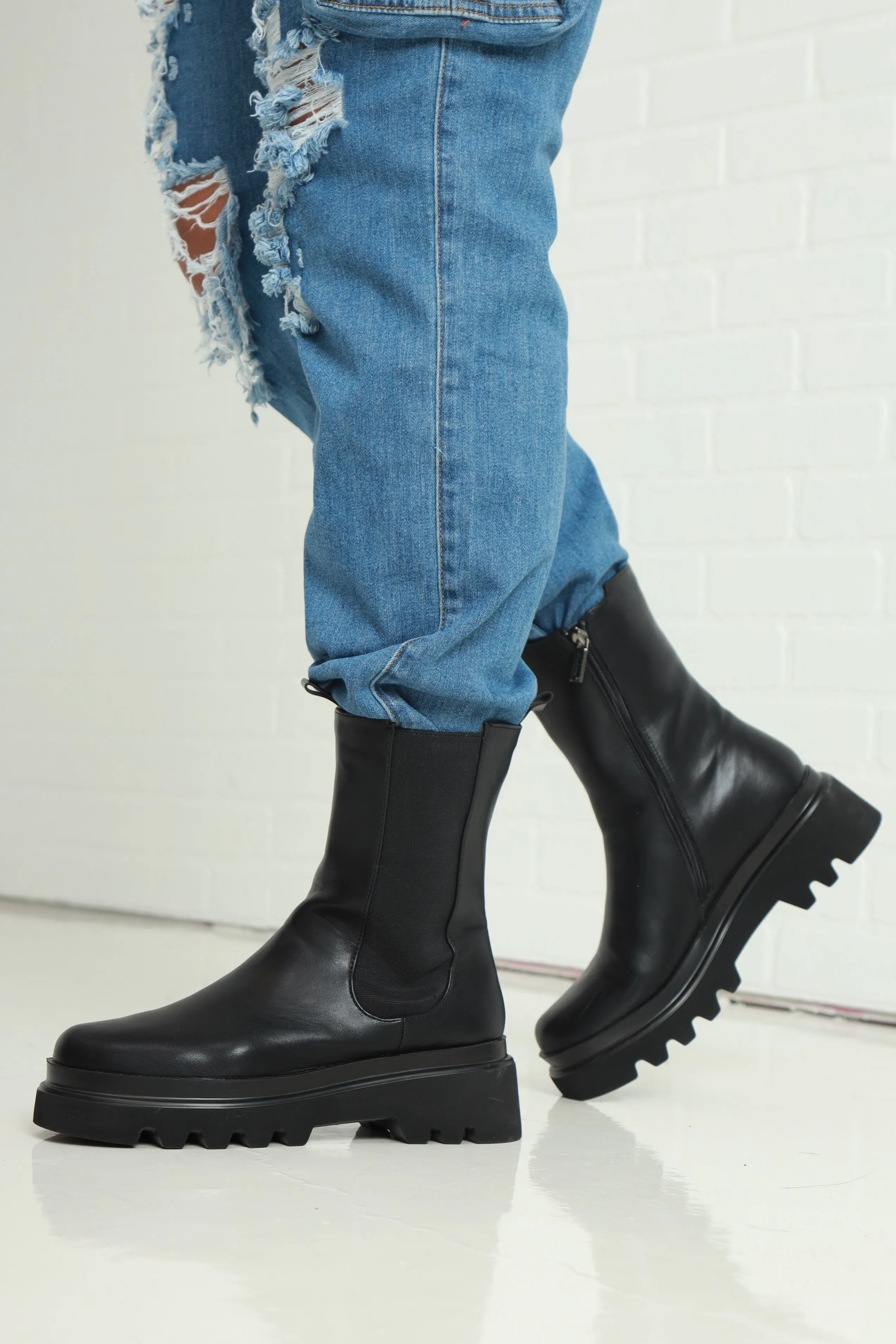 Set The Bar Faux Leather Chelsea Boots - Black sold by Swankaposh product image thumbnail 5