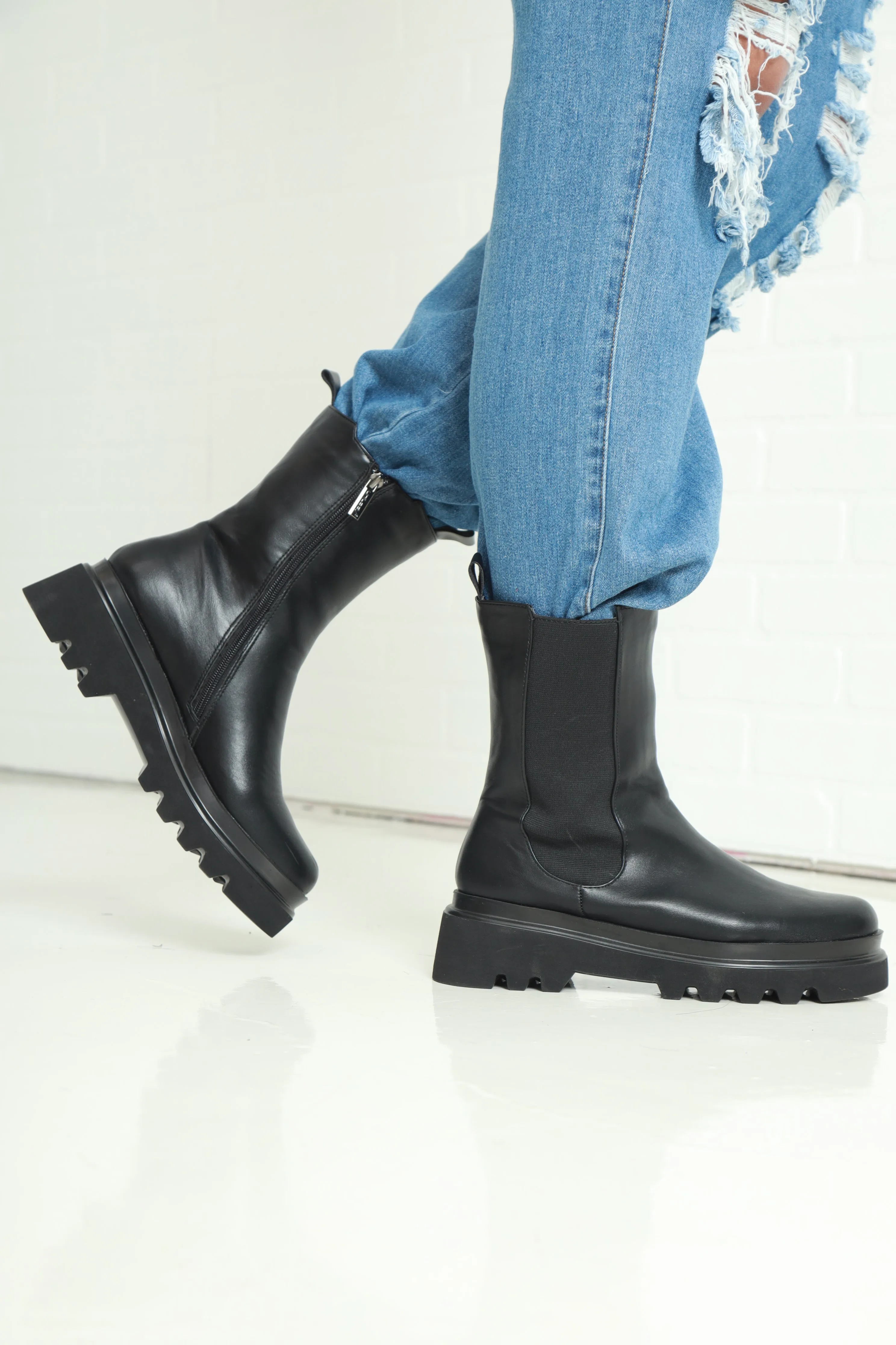 Set The Bar Faux Leather Chelsea Boots - Black sold by Swankaposh product image thumbnail 4