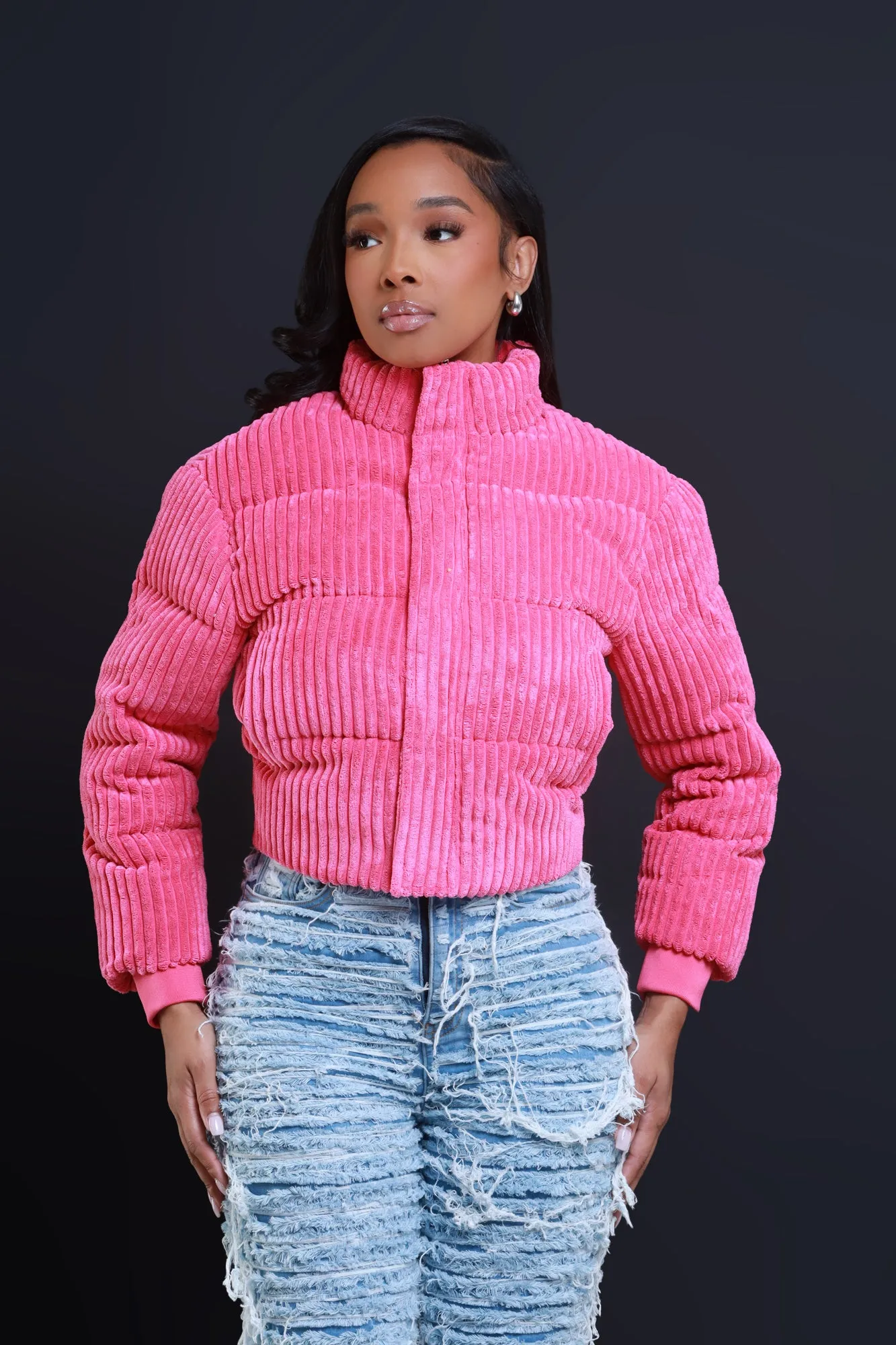 Now Boarding Corduroy Puffer Jacket - Pink sold by Swankaposh product image thumbnail 5