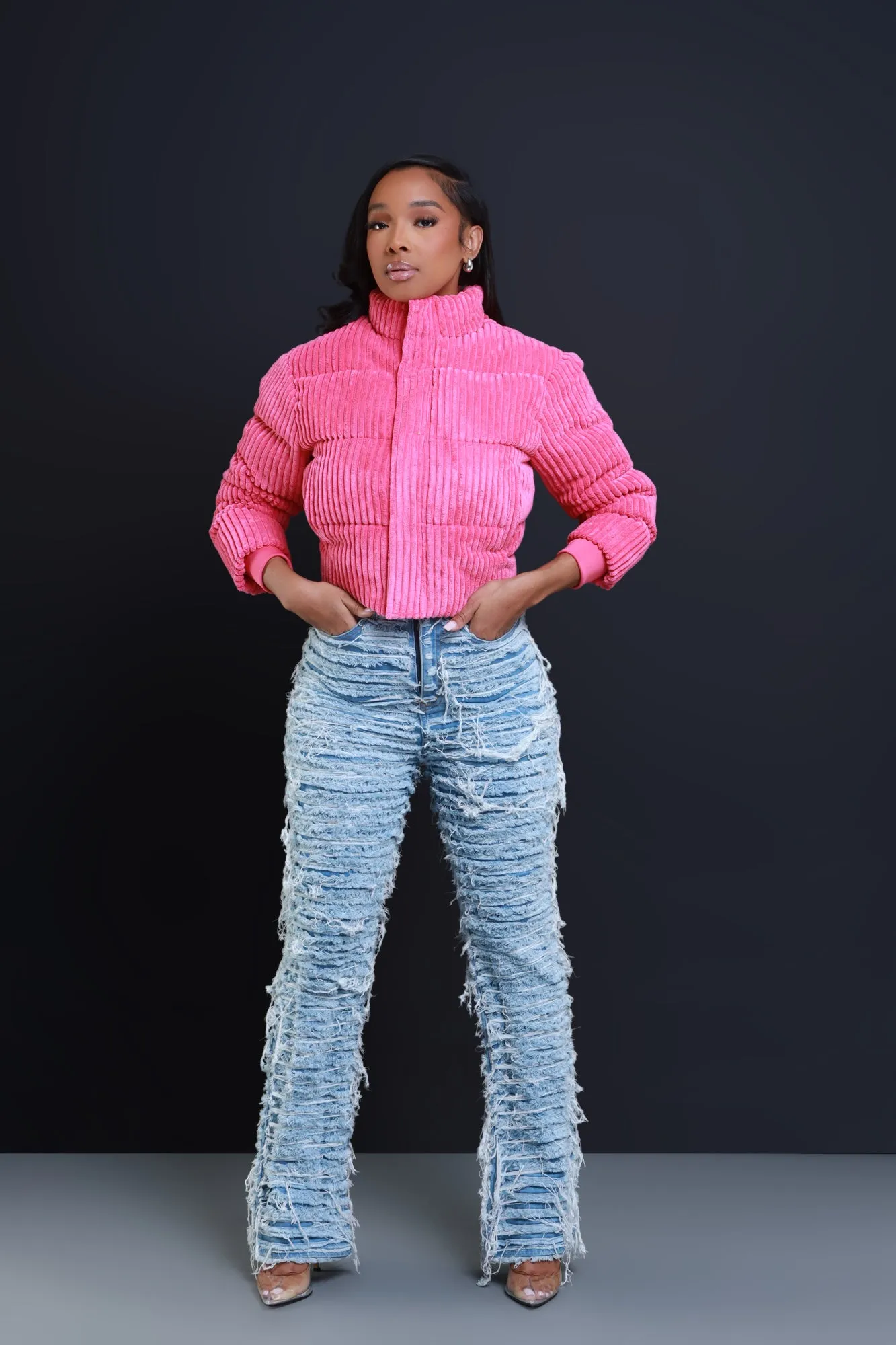 Now Boarding Corduroy Puffer Jacket - Pink sold by Swankaposh product image thumbnail 2