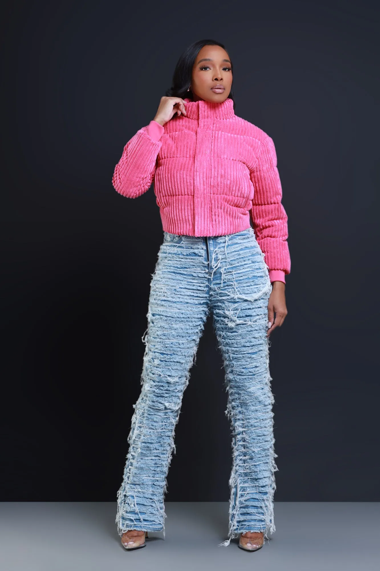 Now Boarding Corduroy Puffer Jacket - Pink sold by Swankaposh product image thumbnail 4