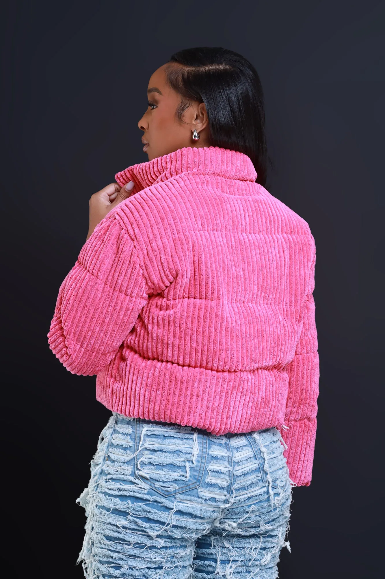 Now Boarding Corduroy Puffer Jacket - Pink sold by Swankaposh product image thumbnail 3
