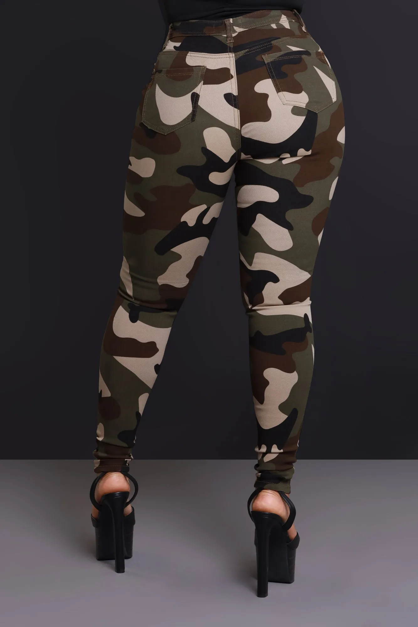 Pull Rank High Rise Skinny Jeans - Olive Camouflage sold by Swankaposh product image thumbnail 3