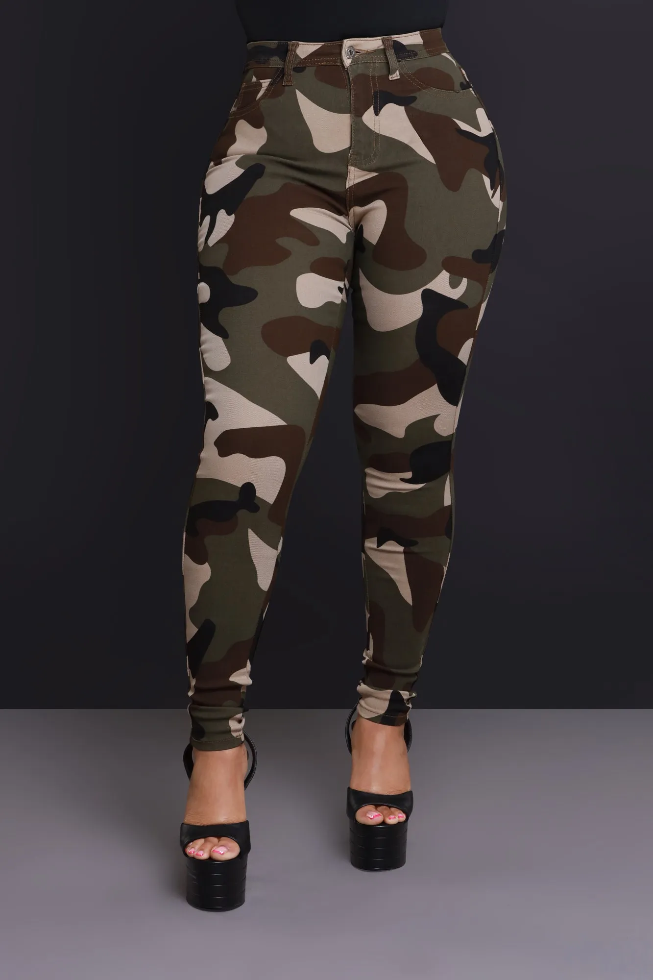 Pull Rank High Rise Skinny Jeans - Olive Camouflage sold by Swankaposh product image thumbnail 4