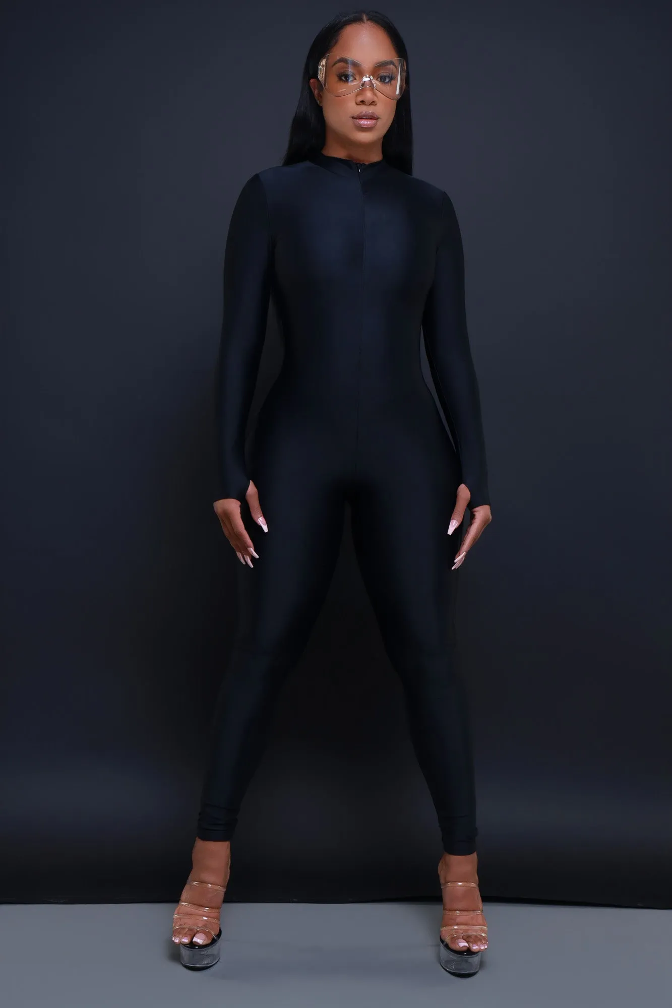 Save Tonight Mock Neck Jumpsuit - Black sold by Swankaposh product image thumbnail 2