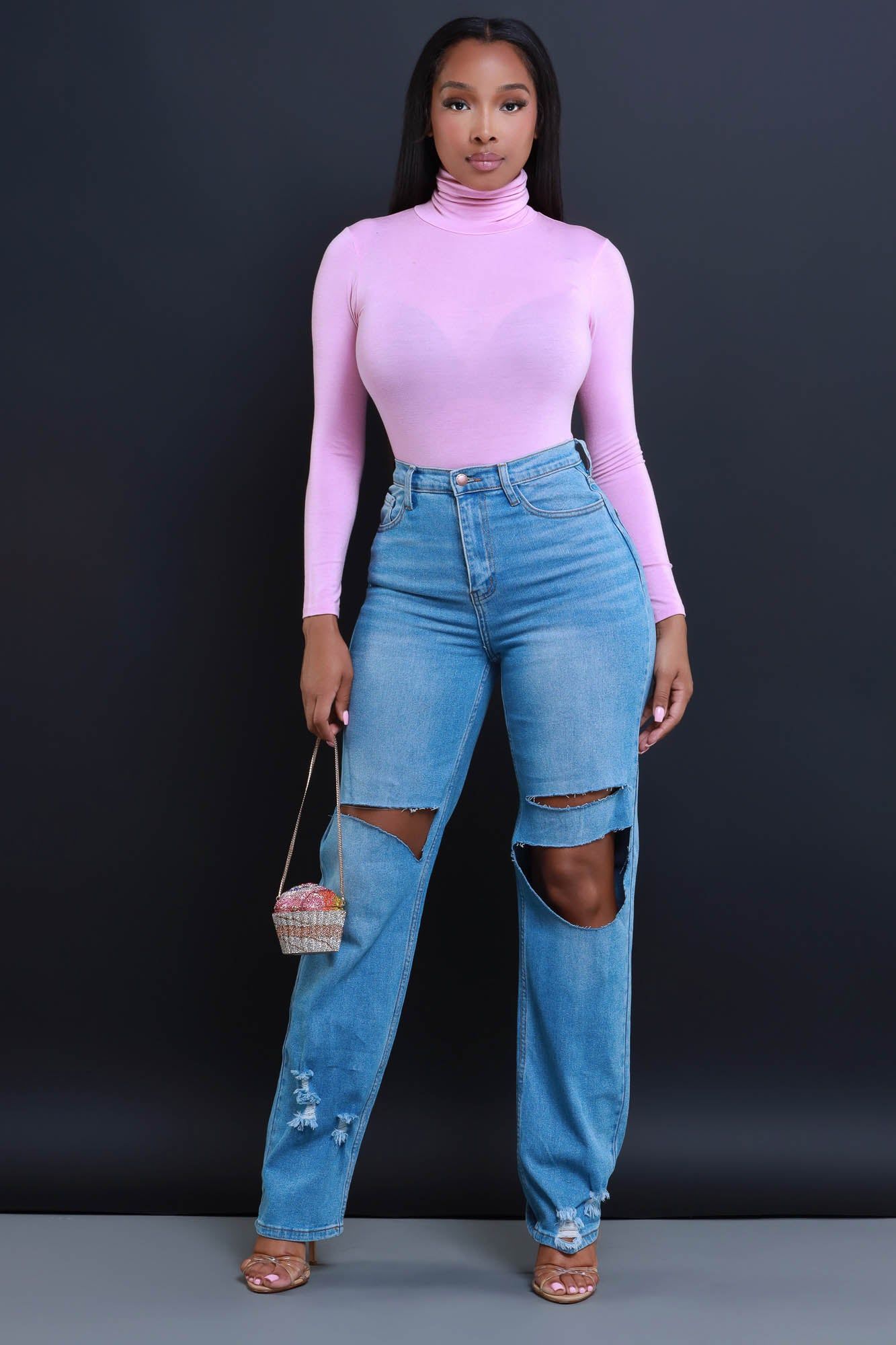 Maneater Turtleneck Bodysuit - Baby Pink sold by Swankaposh product image thumbnail 2
