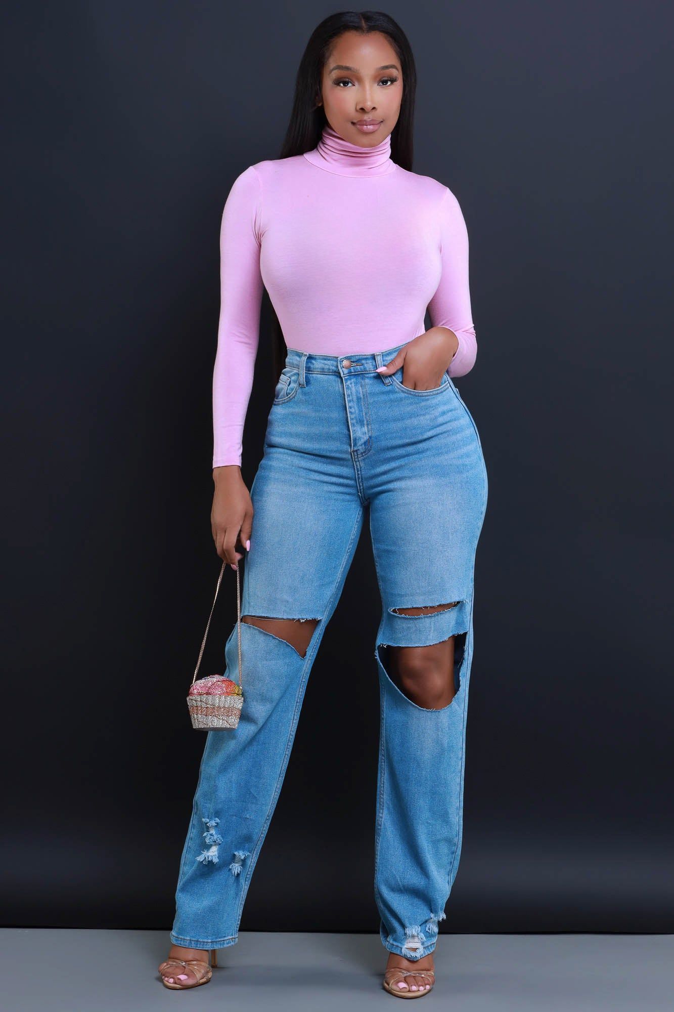 Maneater Turtleneck Bodysuit - Baby Pink sold by Swankaposh product image thumbnail 5