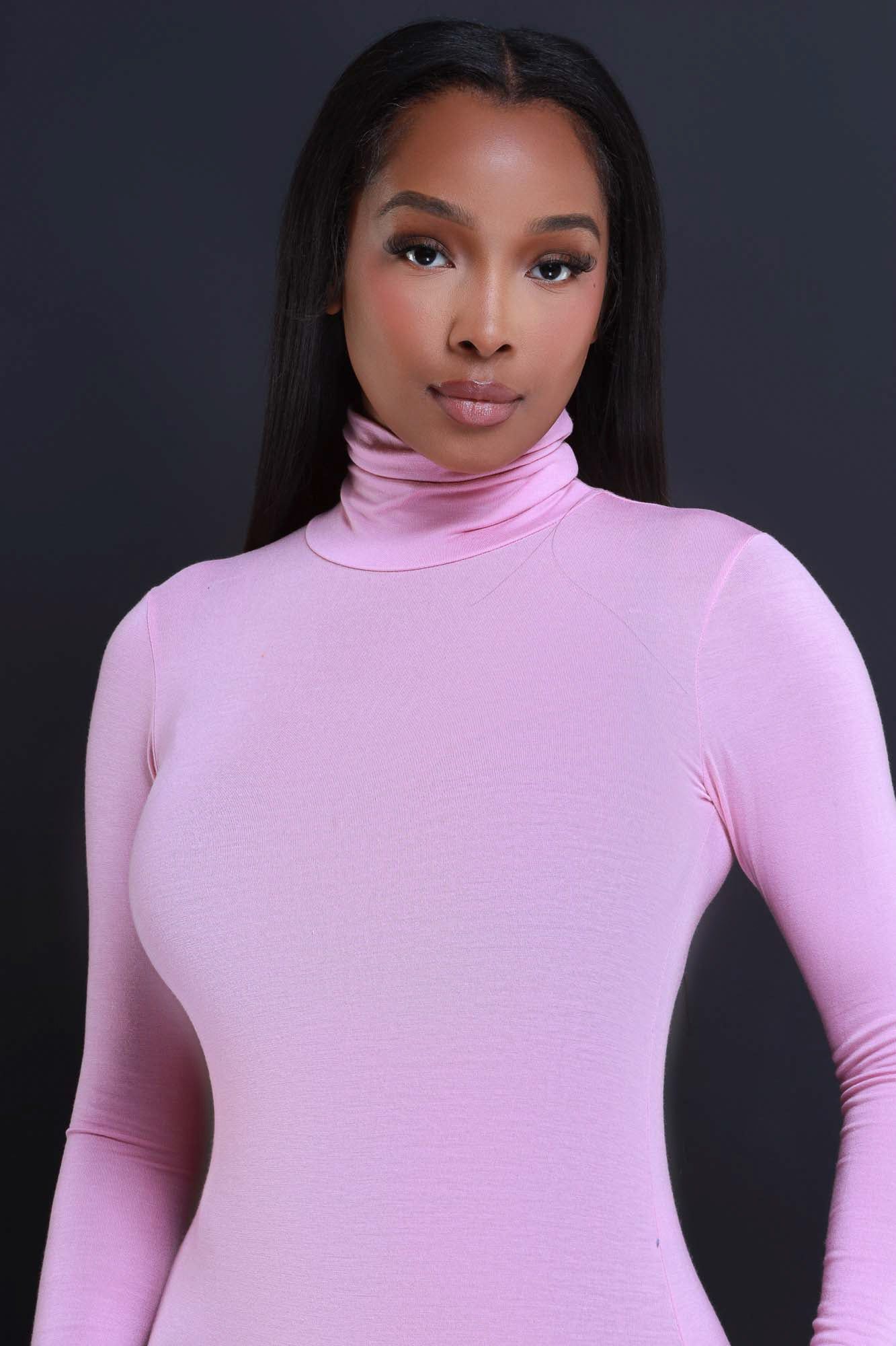 Maneater Turtleneck Bodysuit - Baby Pink sold by Swankaposh
