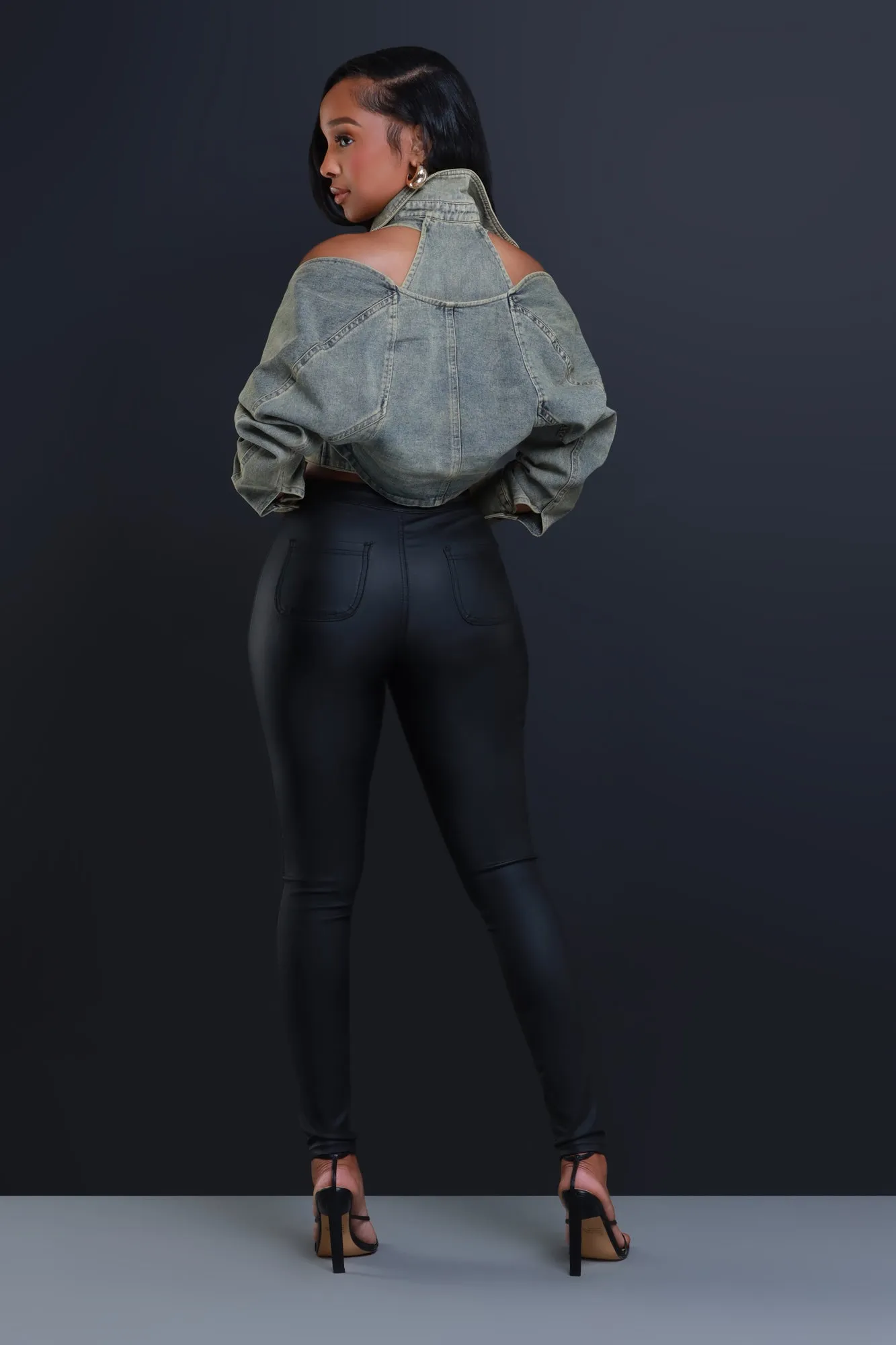 Killa Cropped Cutout Denim Jacket - Vintage Yellow sold by Swankaposh product image thumbnail 4