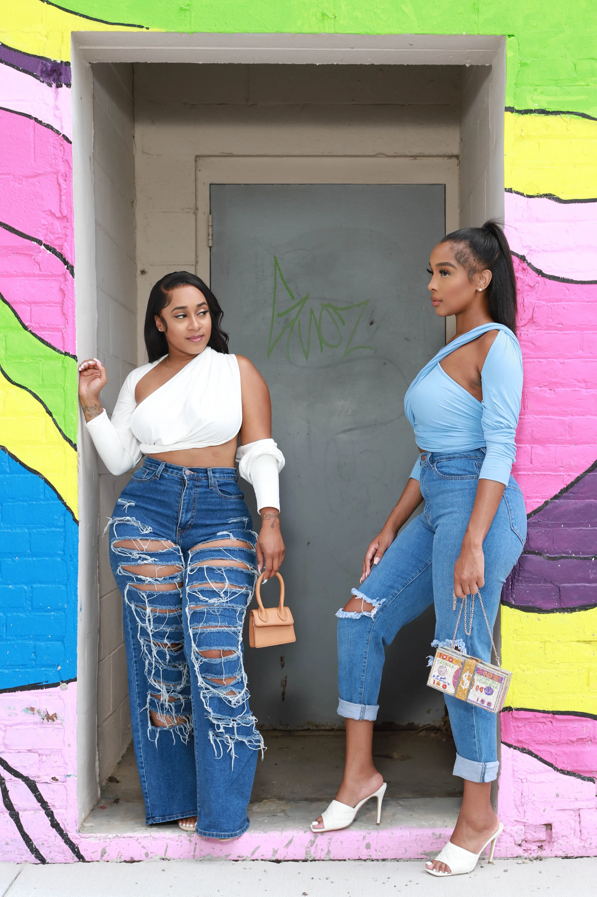 Stray Away High Rise Distressed Bootcut Jeans - Dark Wash sold by Swankaposh product image thumbnail 3