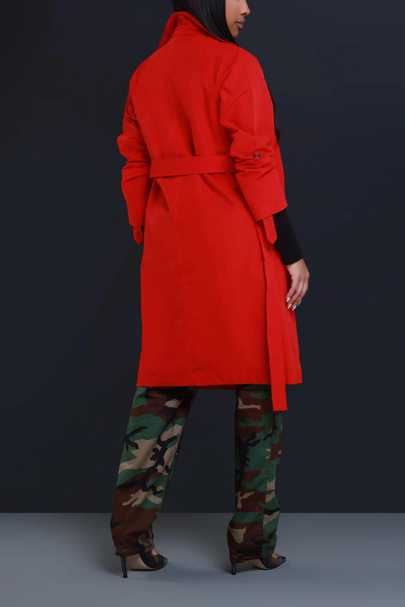 Save The Date Belted Trench Coat - Red sold by Swankaposh product image thumbnail 3