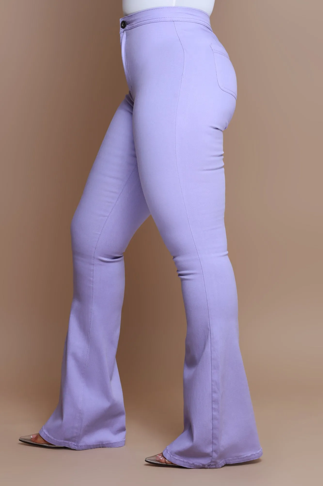 Super Swank High Rise Flare Stretchy Jeans - Lavender sold by Swankaposh product image thumbnail 5