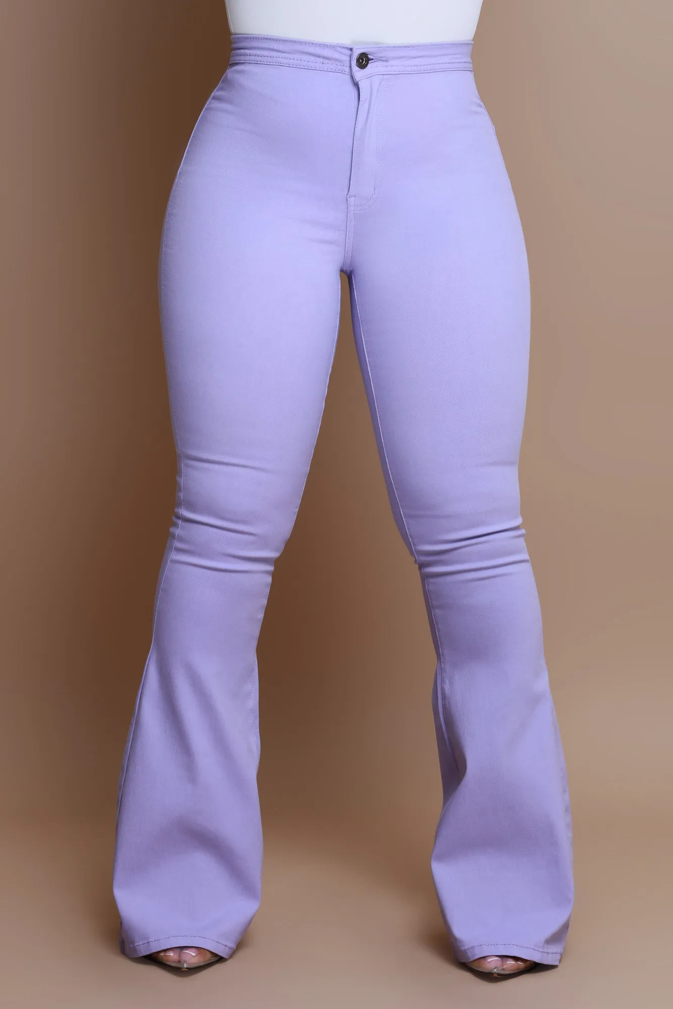 Super Swank High Rise Flare Stretchy Jeans - Lavender sold by Swankaposh product image thumbnail 3