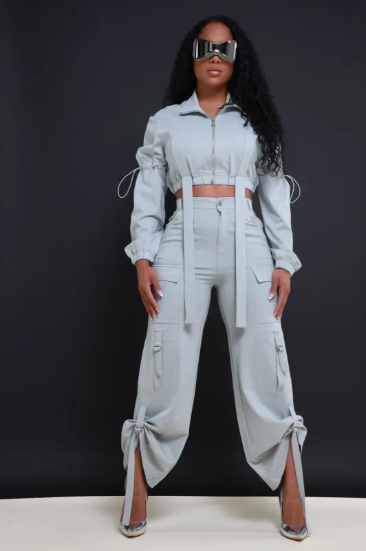 Fire Me Up Cropped Cargo Pants Set - Sage sold by Swankaposh