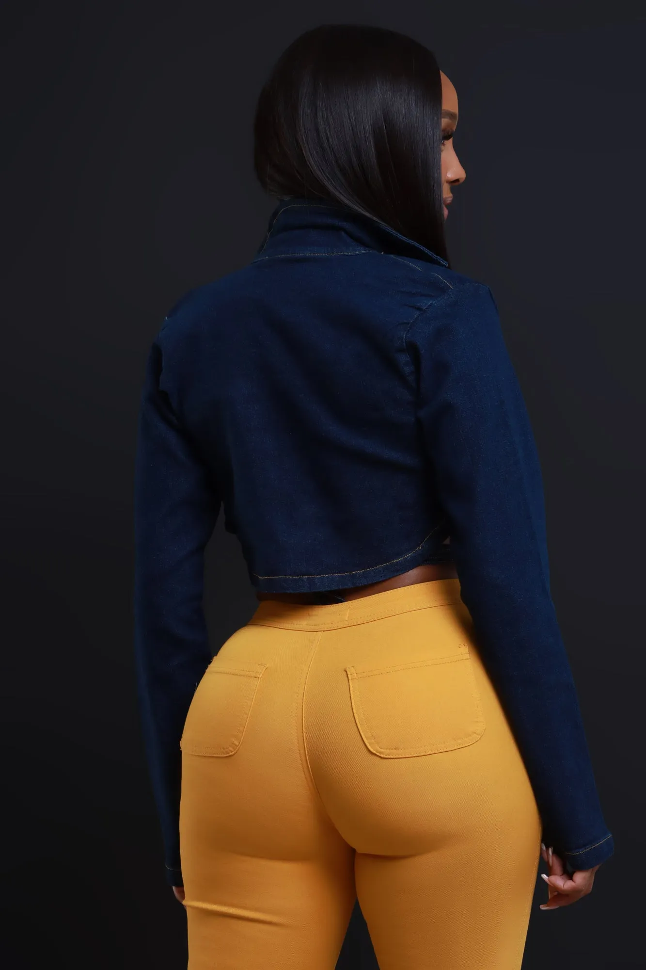 Status Symbol Cropped Denim Wrap Top - Dark Wash sold by Swankaposh product image thumbnail 5