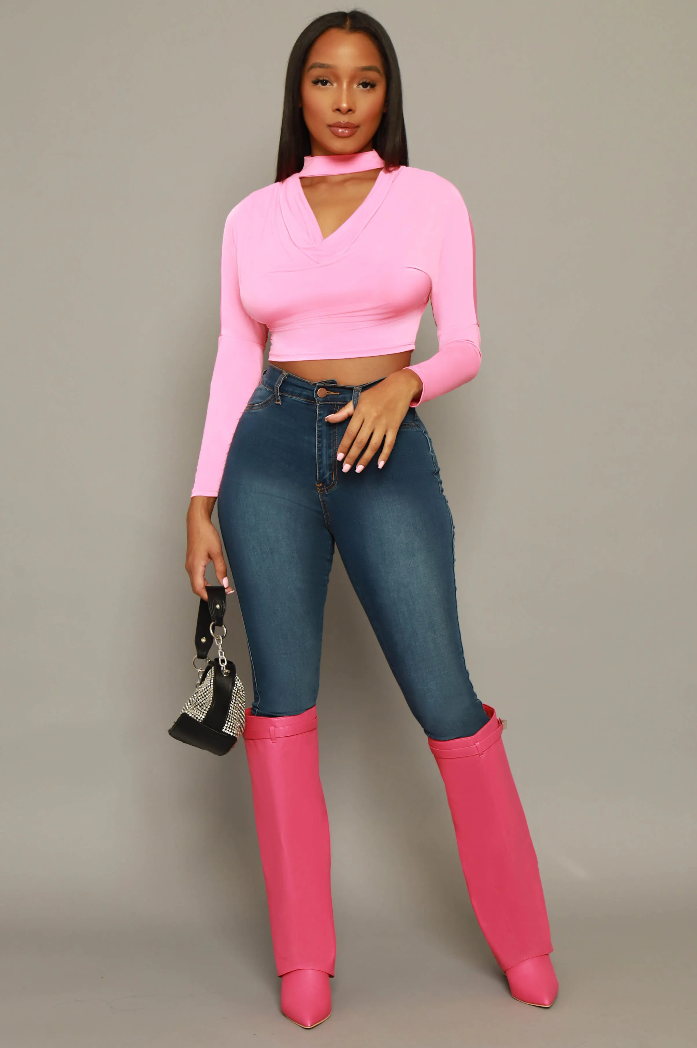 No Chaser Cropped Cowl Neck Top - Pink sold by Swankaposh product image thumbnail 5