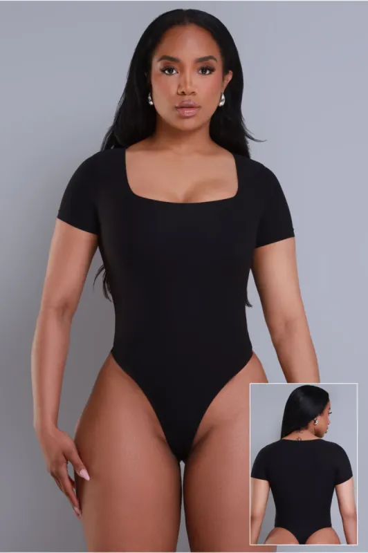 Square Up Short Sleeve Bodysuit - Black No.273 NKDS sold by Swankaposh