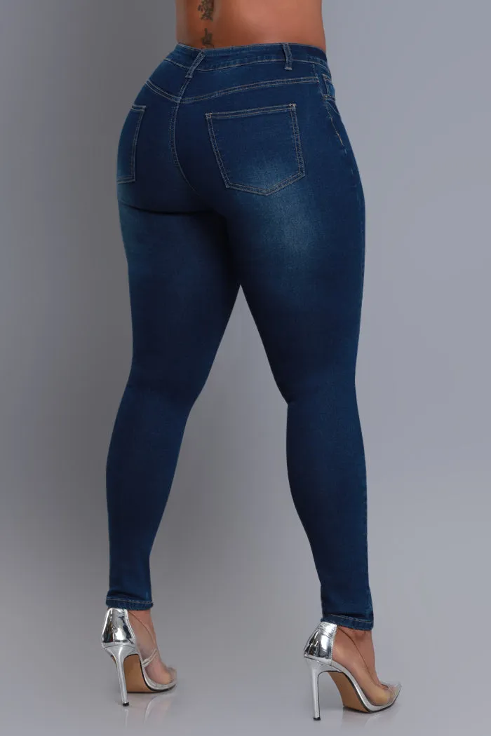 Deep Dive Hourglass High Rise Skinny Jeans - Dark Wash sold by Swankaposh product image thumbnail 3