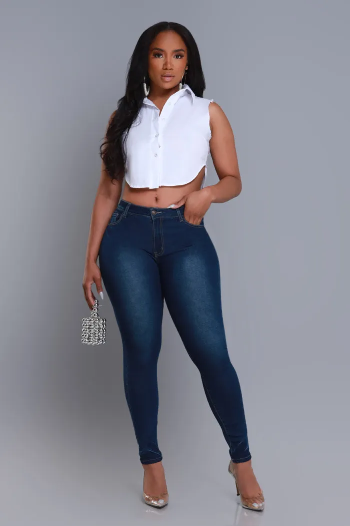Deep Dive Hourglass High Rise Skinny Jeans - Dark Wash sold by Swankaposh product image thumbnail 5