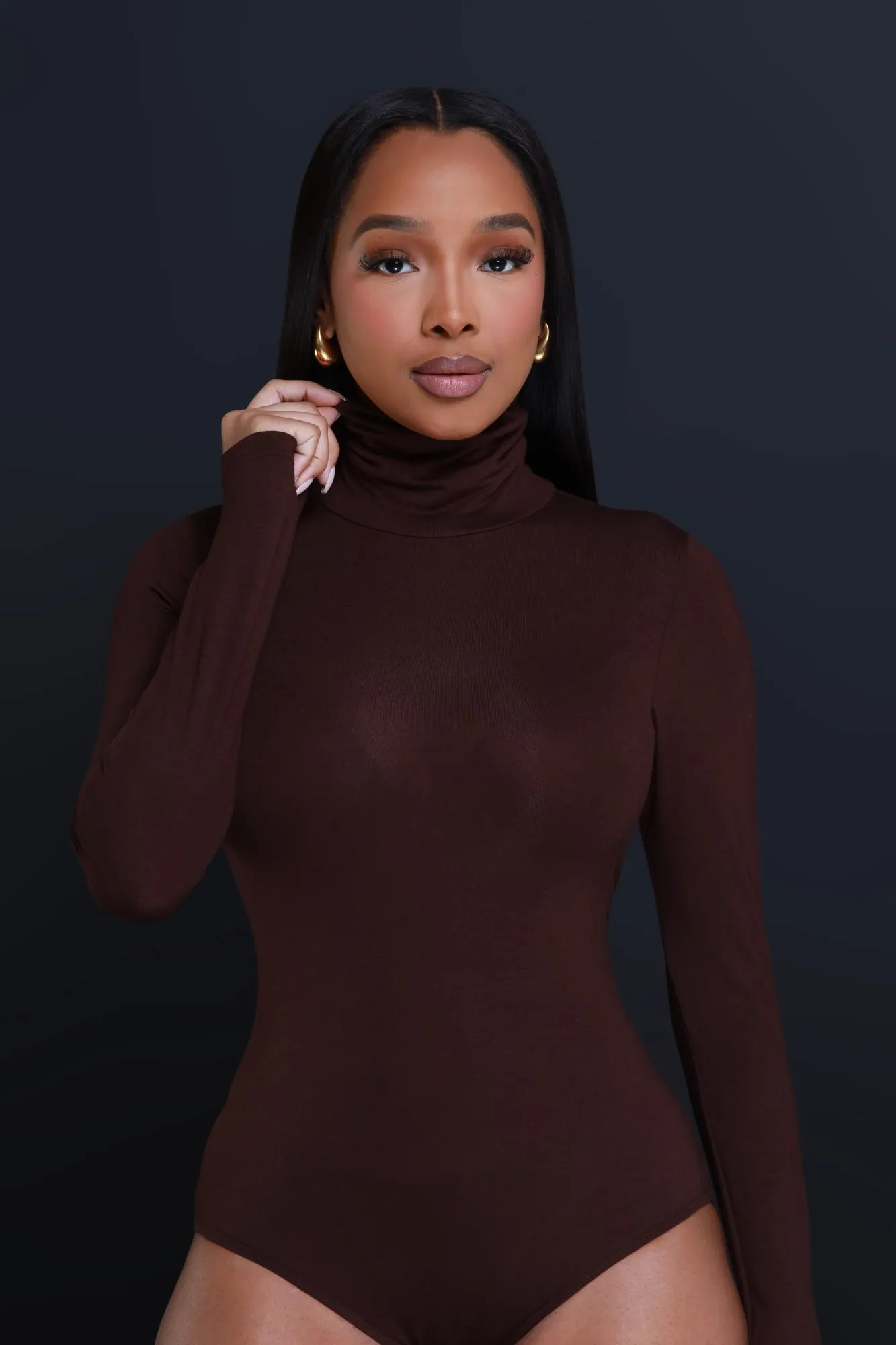 Maneater Turtleneck Bodysuit - Chocolate sold by Swankaposh