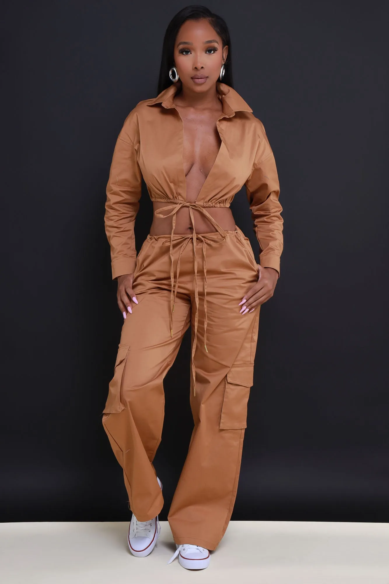 Time To Go Tie Up Crop Top - Khaki sold by Swankaposh product image thumbnail 5