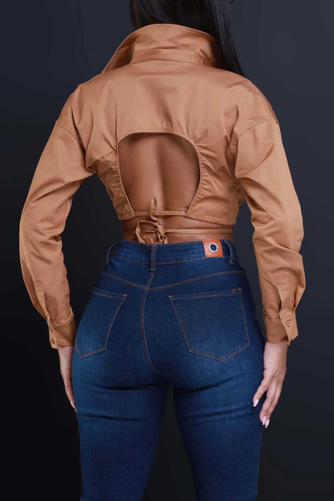 Time To Go Tie Up Crop Top - Khaki sold by Swankaposh product image thumbnail 4