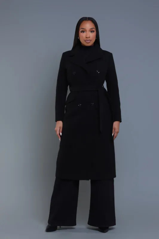 In My Prime Double Breasted Wool Coat - Black sold by Swankaposh