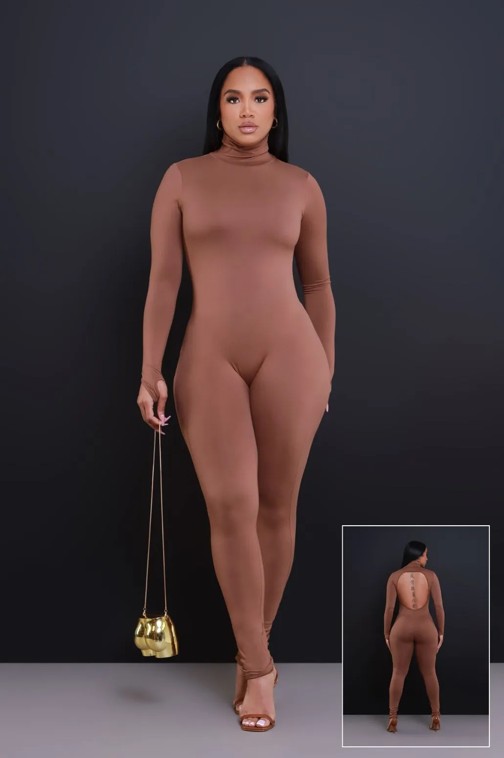 After Hours Open Back Jumpsuit - Chocolate sold by Swankaposh