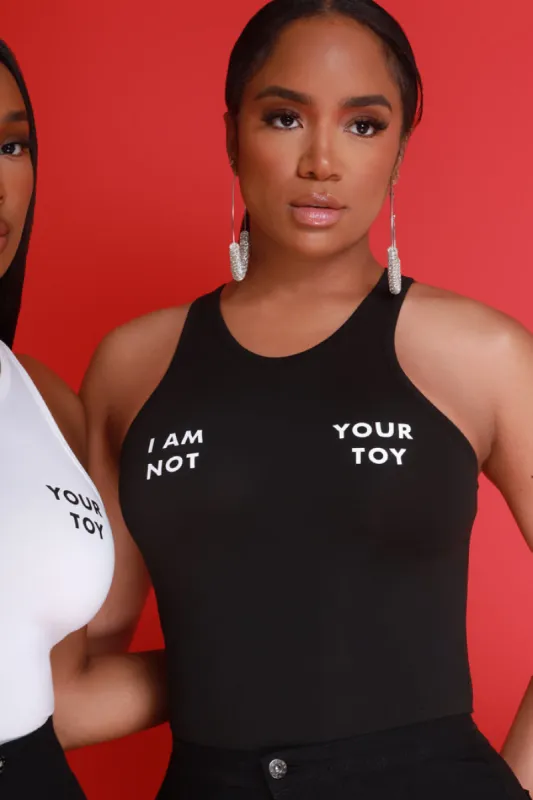Not A Toy Cropped Graphic Tank Top - Black sold by Swankaposh