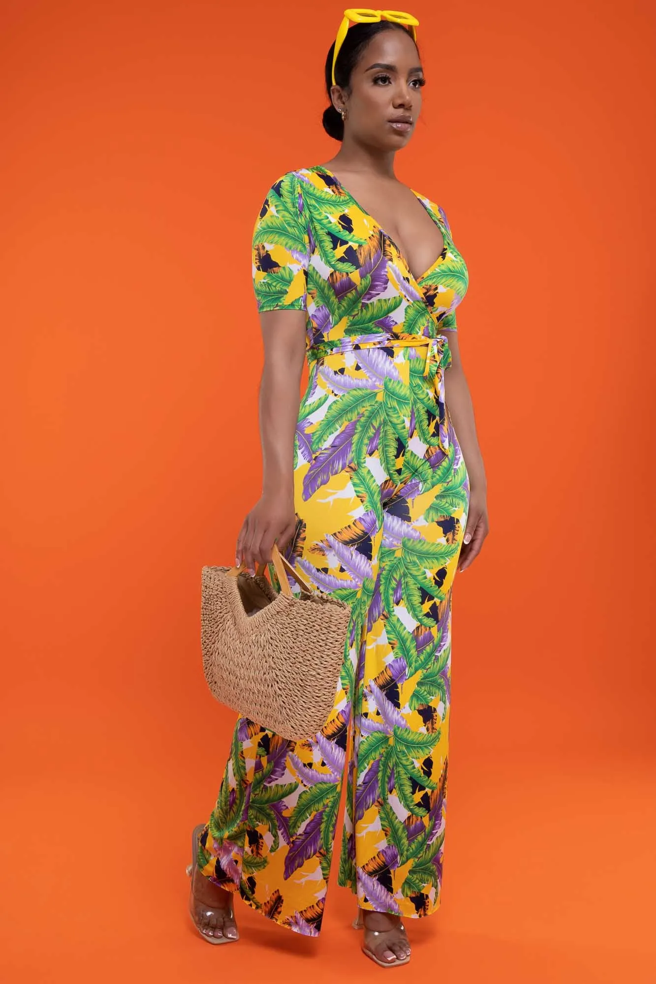 See Me Shine Tie Up Print Jumpsuit - Green sold by Swankaposh product image thumbnail 2