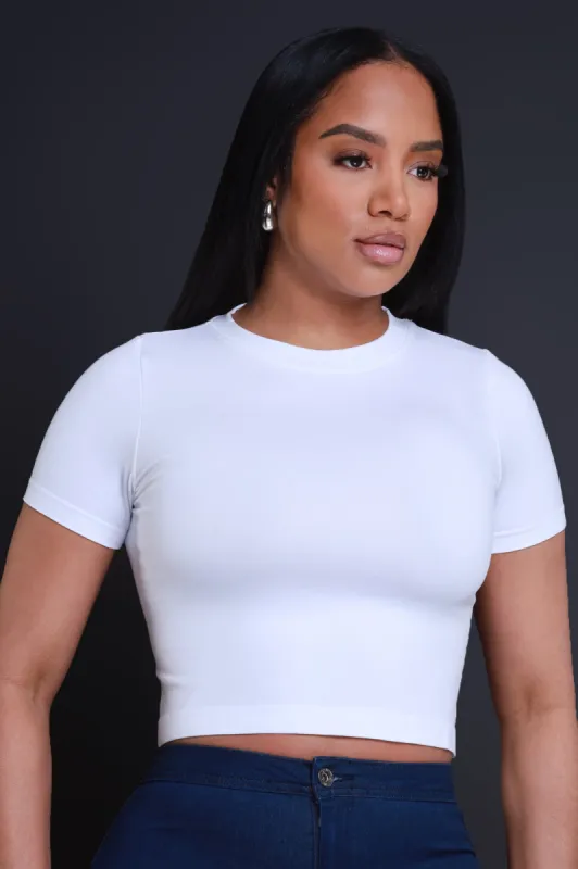 The Perfect Short Sleeve Cropped T-Shirt - White sold by Swankaposh