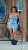 Set A Date Strapless Denim Mini Dress - Blue sold by Swankaposh