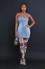 Set A Date Strapless Denim Mini Dress - Blue sold by Swankaposh