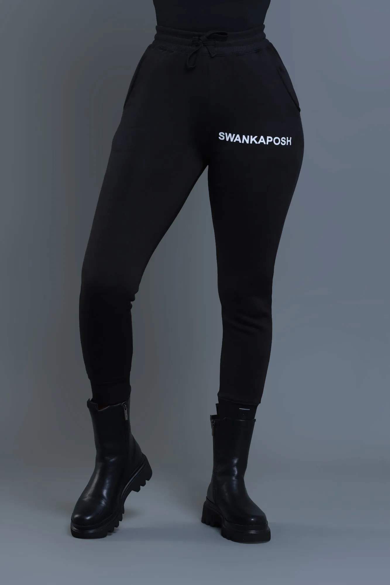 Swankaposh Logo Joggers - Black/White sold by Swankaposh product image thumbnail 2