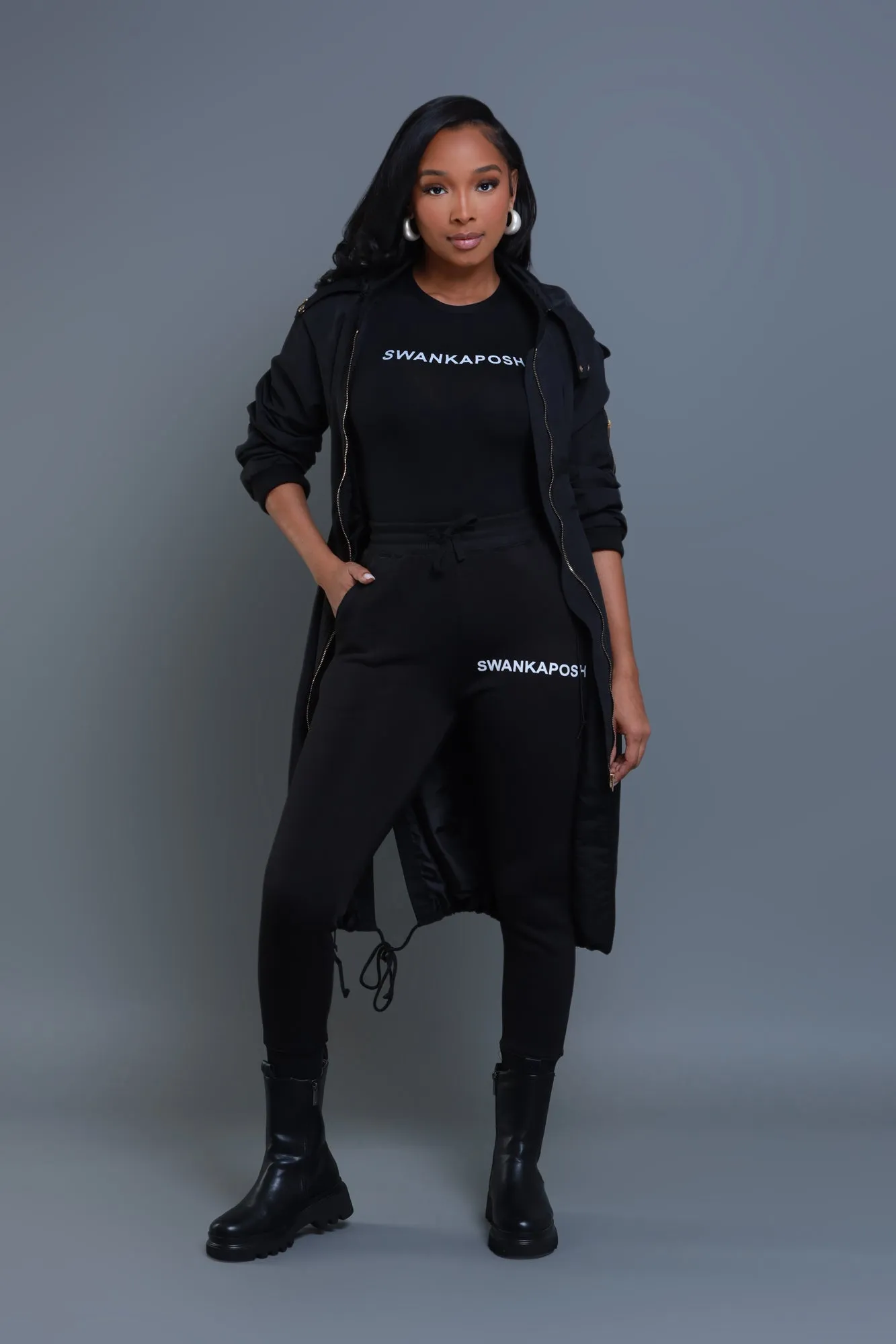 Swankaposh Logo Joggers - Black/White sold by Swankaposh product image thumbnail 4