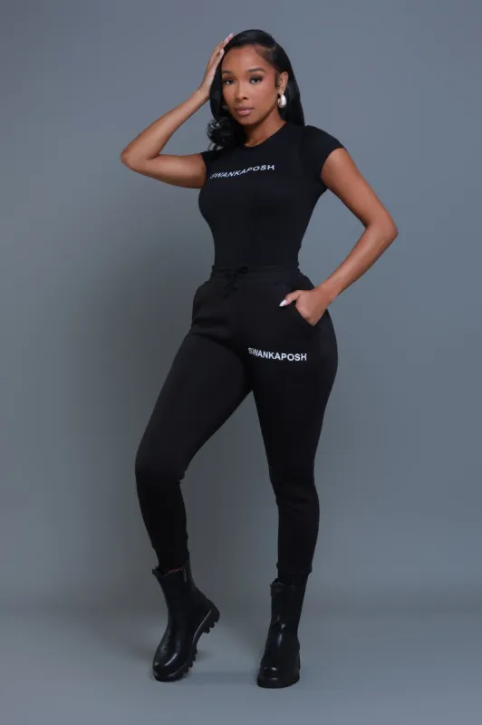Swankaposh Logo Joggers - Black/White sold by Swankaposh