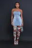 Set A Date Strapless Denim Mini Dress - Blue sold by Swankaposh