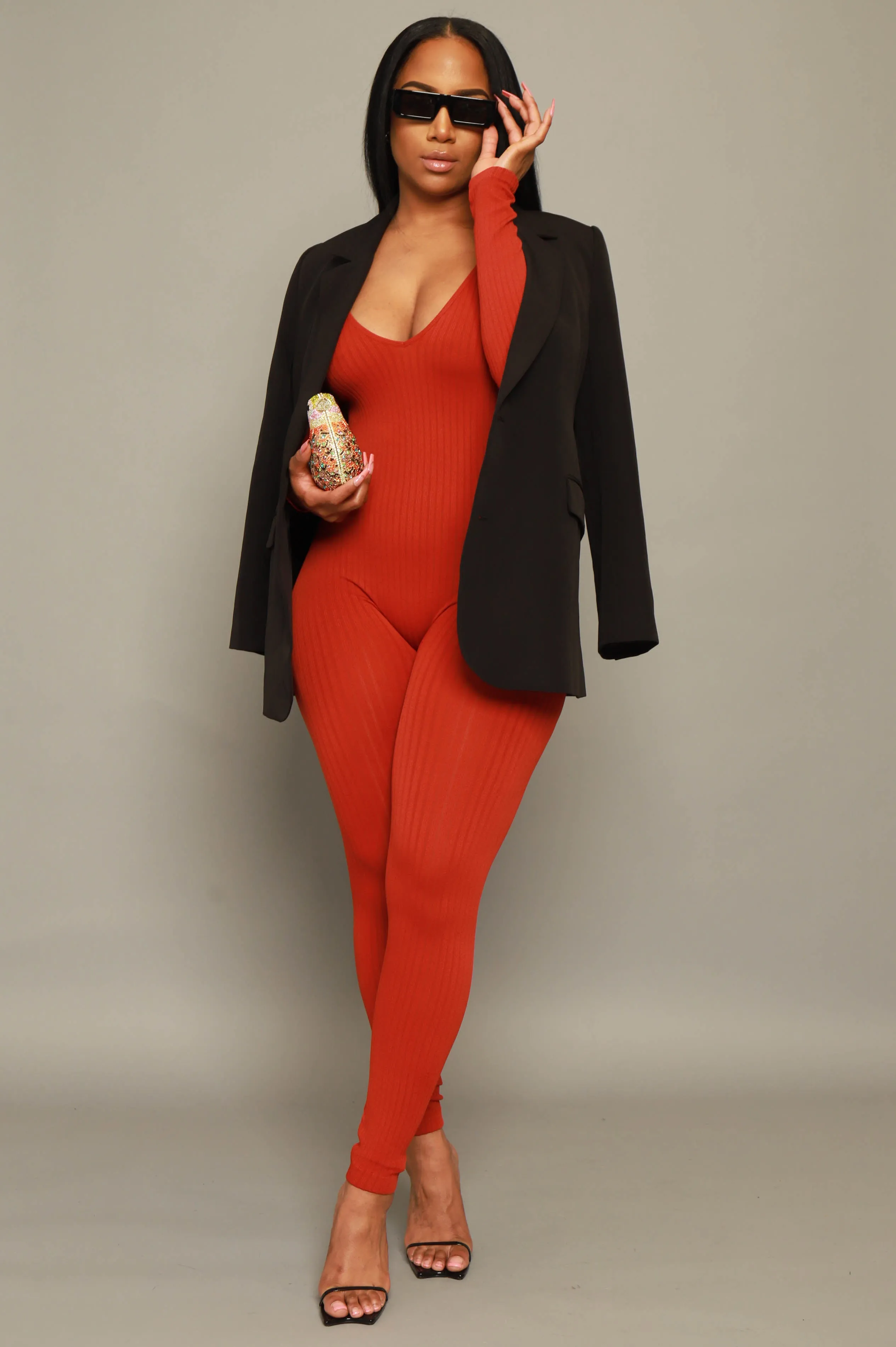 Out Of Body Seamless Jumpsuit - Rust sold by Swankaposh product image thumbnail 2