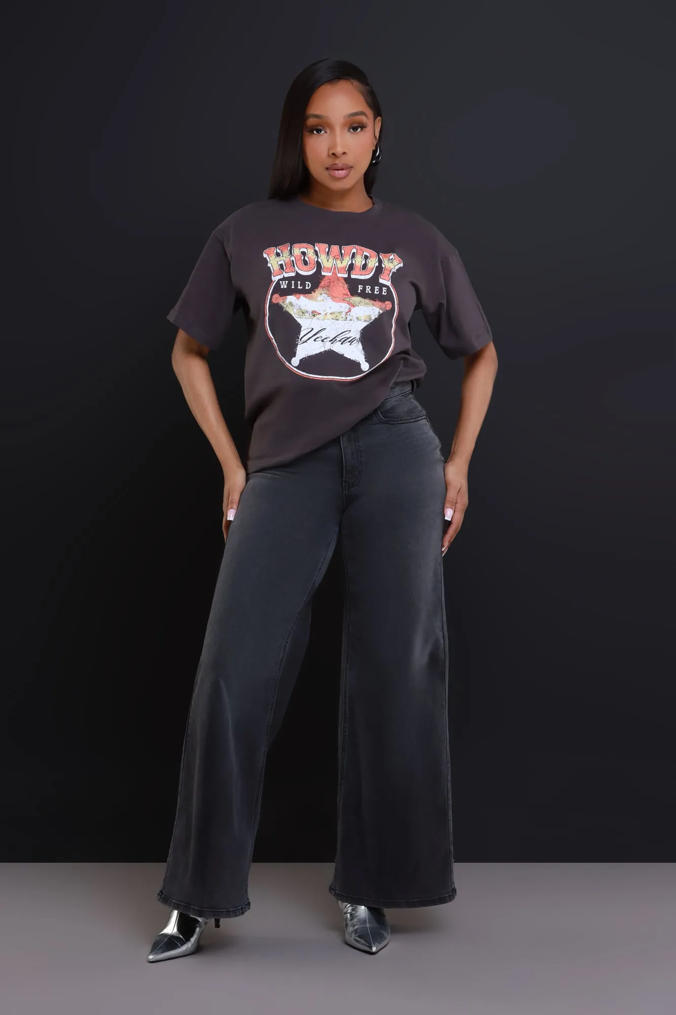 Howdy Y'all Oversized Graphic T-Shirt - Charcoal Grey sold by Swankaposh product image thumbnail 5