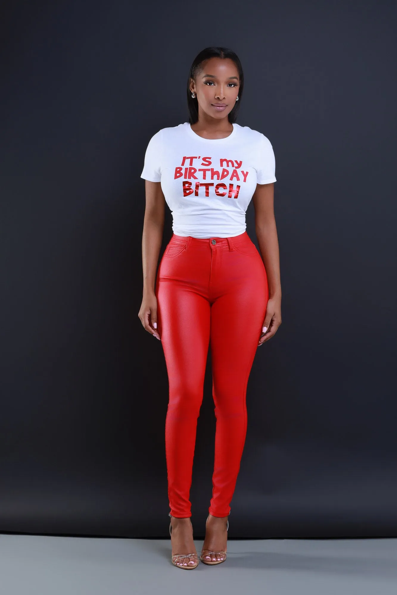 Birthday B Graphic Foil T-Shirt - White/Red sold by Swankaposh product image thumbnail 3