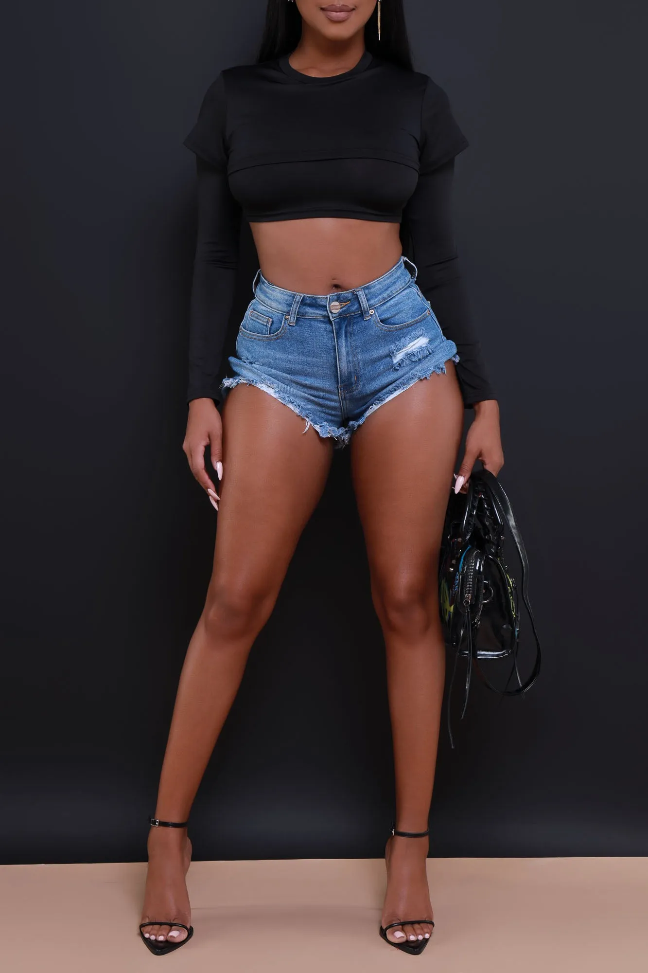 Dig Deeper Double Layer Crop Top - Black sold by Swankaposh product image thumbnail 4