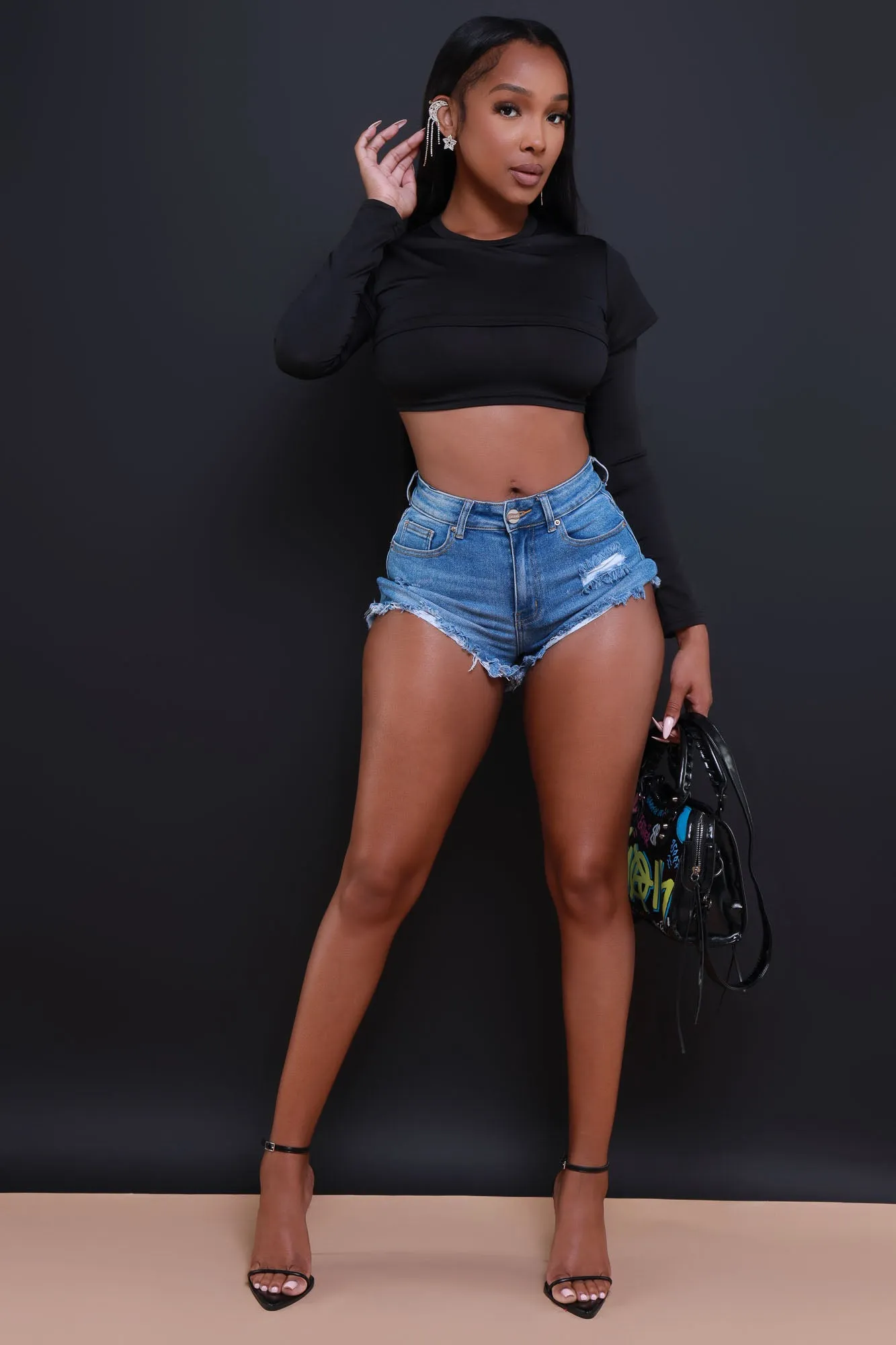 Dig Deeper Double Layer Crop Top - Black sold by Swankaposh product image thumbnail 2