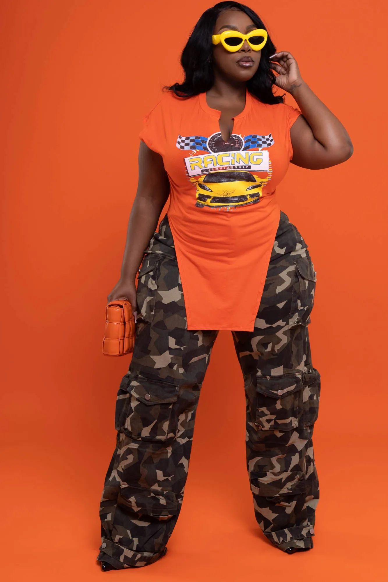 First To Last High Cut Graphic Sleeveless Top - Orange sold by Swankaposh product image thumbnail 2