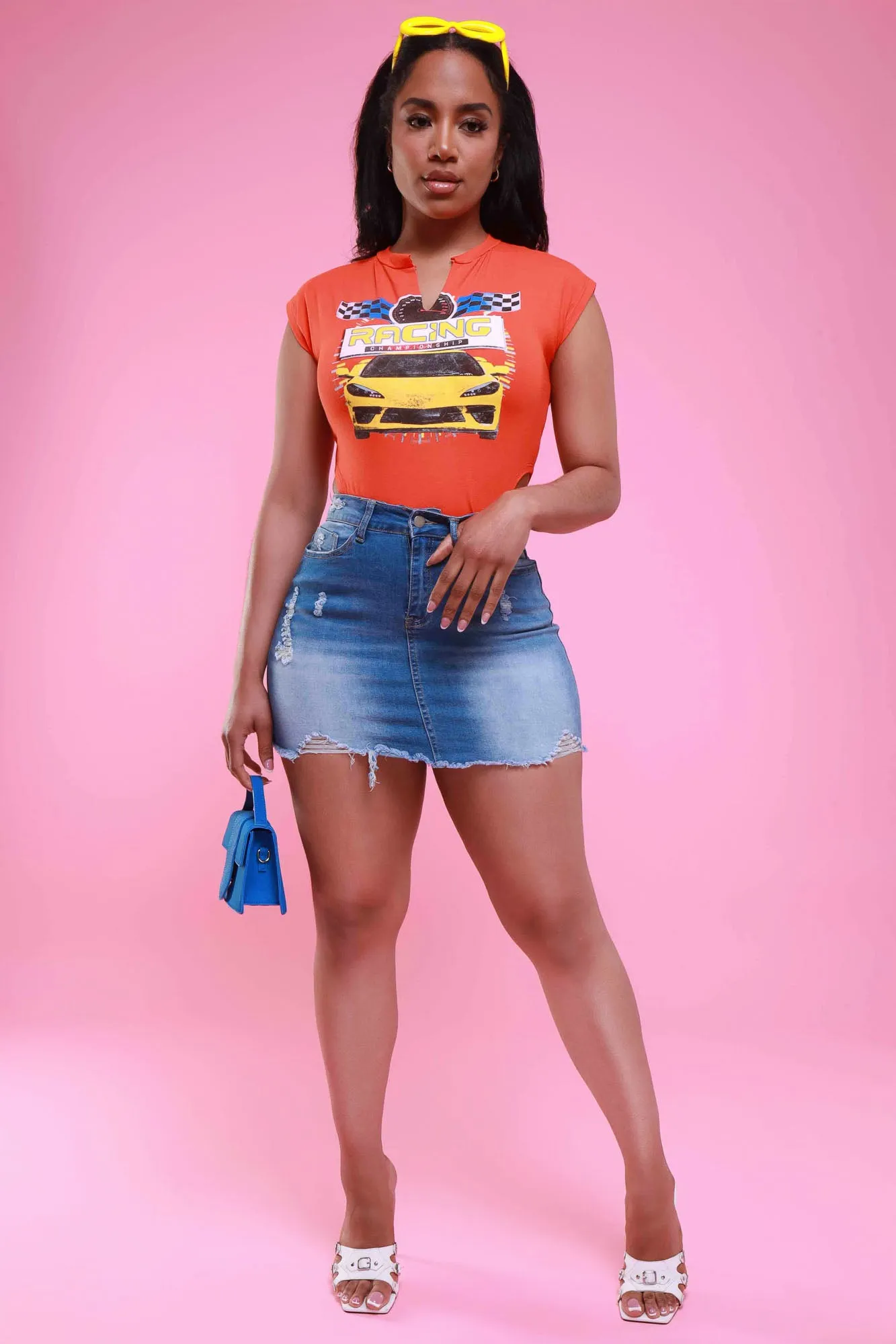 First To Last High Cut Graphic Sleeveless Top - Orange sold by Swankaposh product image thumbnail 5