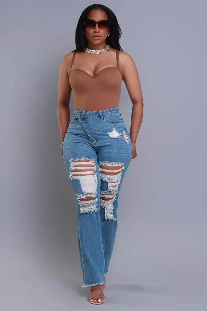 Limitless Asymmetrical Zip Bootcut Jeans - Medium Wash sold by Swankaposh product image thumbnail 5