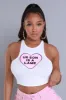 So Lame Cropped Graphic Tank Top - White sold by Swankaposh