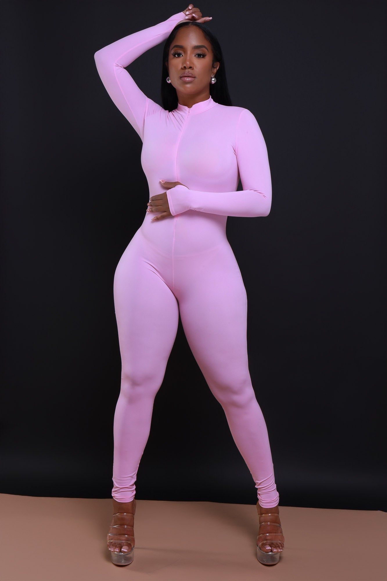 Save Tonight Mock Neck Jumpsuit - Baby Pink sold by Swankaposh product image thumbnail 3